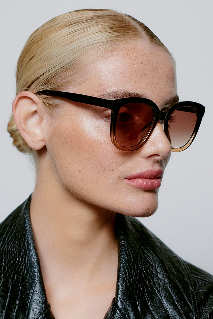 A.Kjaerbede Billy KL2106 Black Brown Transparent Sunglasses - Olivia Grace Fashion