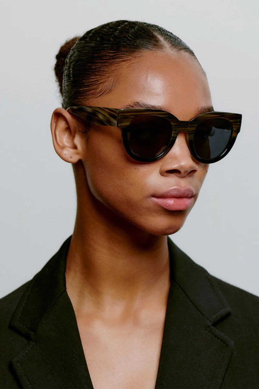 A.Kjaerbede Lilly KL2215 Striped Horn Black Sunglasses - Olivia Grace Fashion