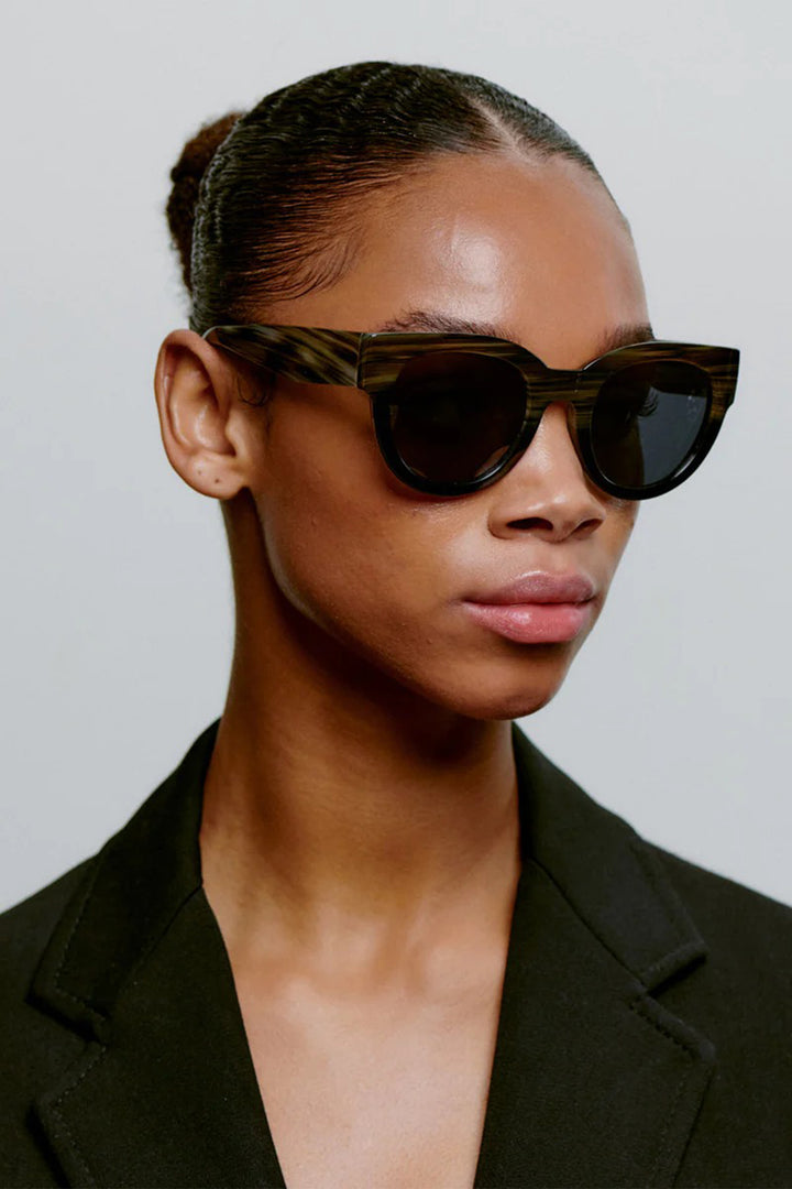 A.Kjaerbede Lilly KL2215 Striped Horn Black Sunglasses - Olivia Grace Fashion