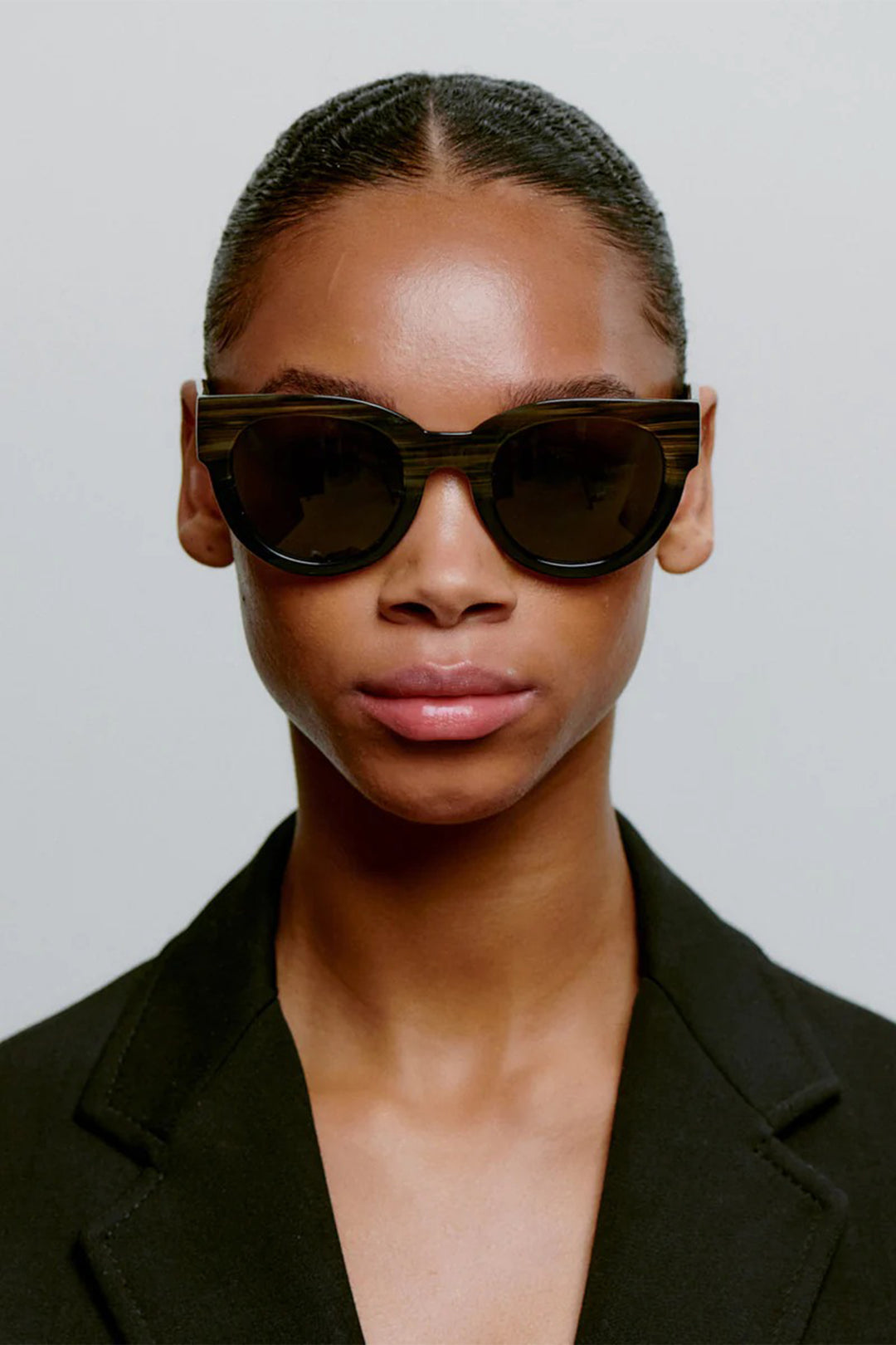 A.Kjaerbede Lilly KL2215 Striped Horn Black Sunglasses - Olivia Grace Fashion