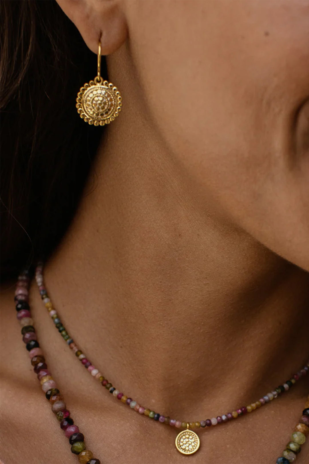 Anna Beck ER10700 Prana 18k Gold Plated Scallop Disc Drop Earrings