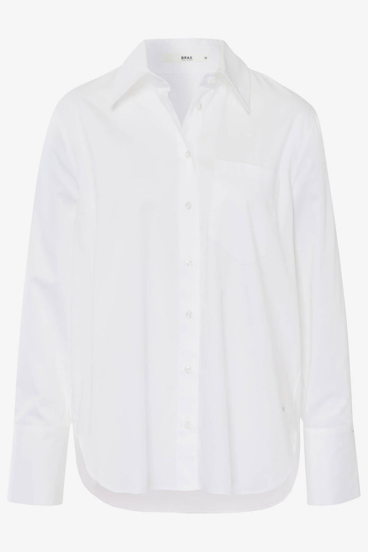 Brax Vicki 43-5068 94123800 99 White Crossover Back Shirt- Olivia Grace Fashion