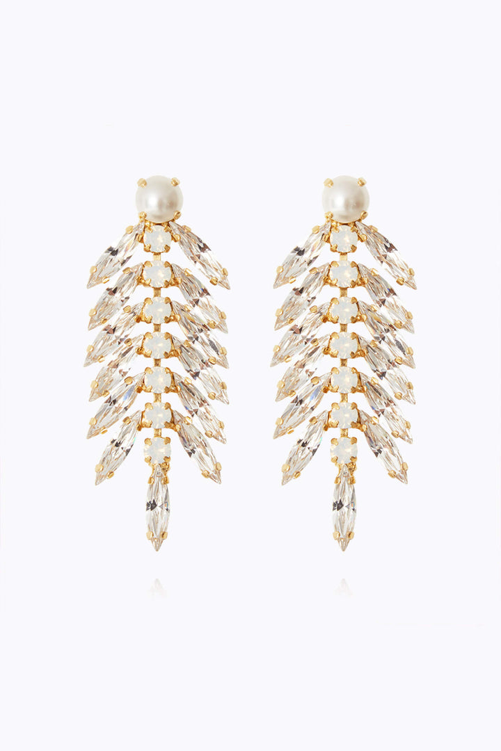Caroline Svedbom 100046108239 Pearl Feather Crystal Gold Earrings