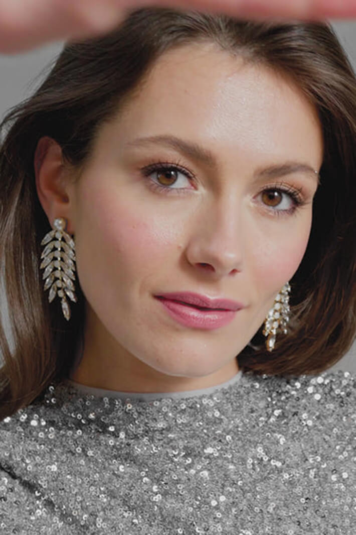 Caroline Svedbom 100046108239 Pearl Feather Crystal Gold Earrings