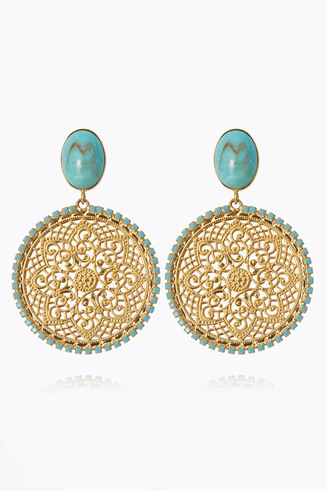 Caroline Svedbom 101313109701 Alexandra Boho Turquoise Matt Gold Earrings
