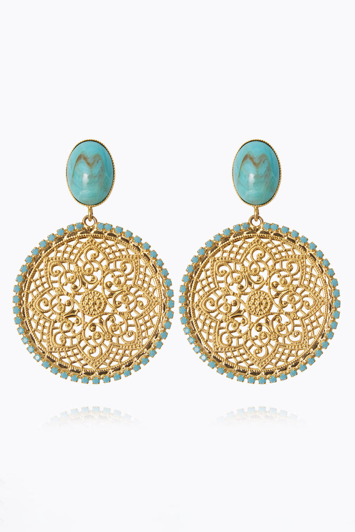 Caroline Svedbom 101313109701 Alexandra Boho Turquoise Matt Gold Earrings