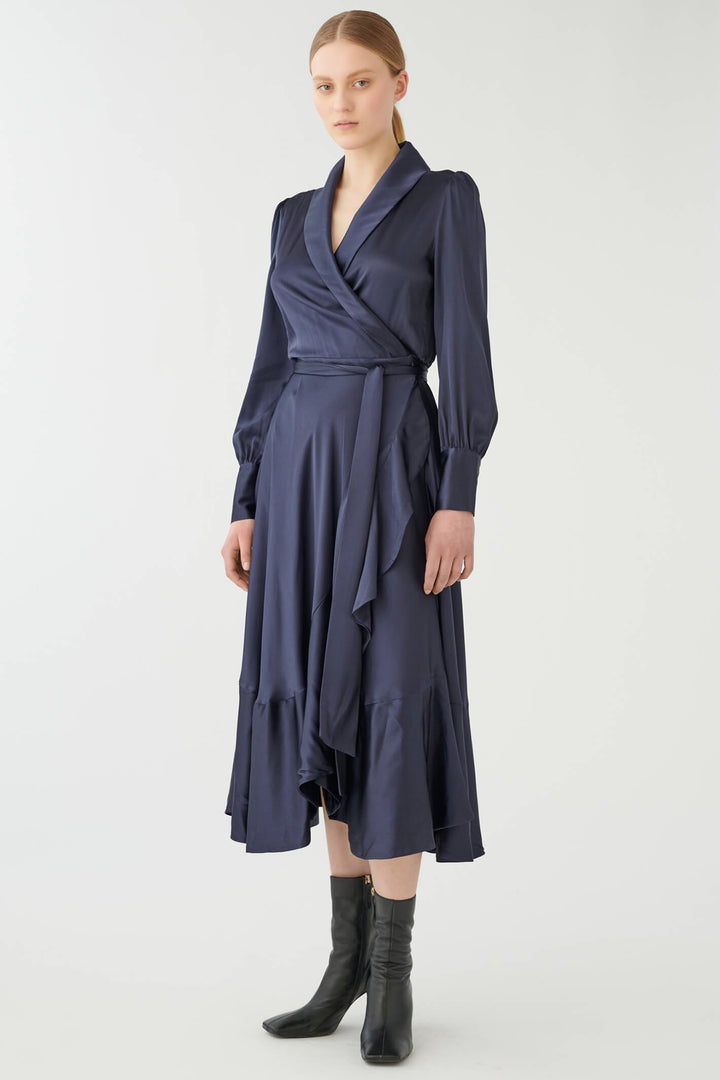 Dea Kudibal 0900723 Vitah Navy Optical Silk Wrap Dress - Olivia Grace Fashion