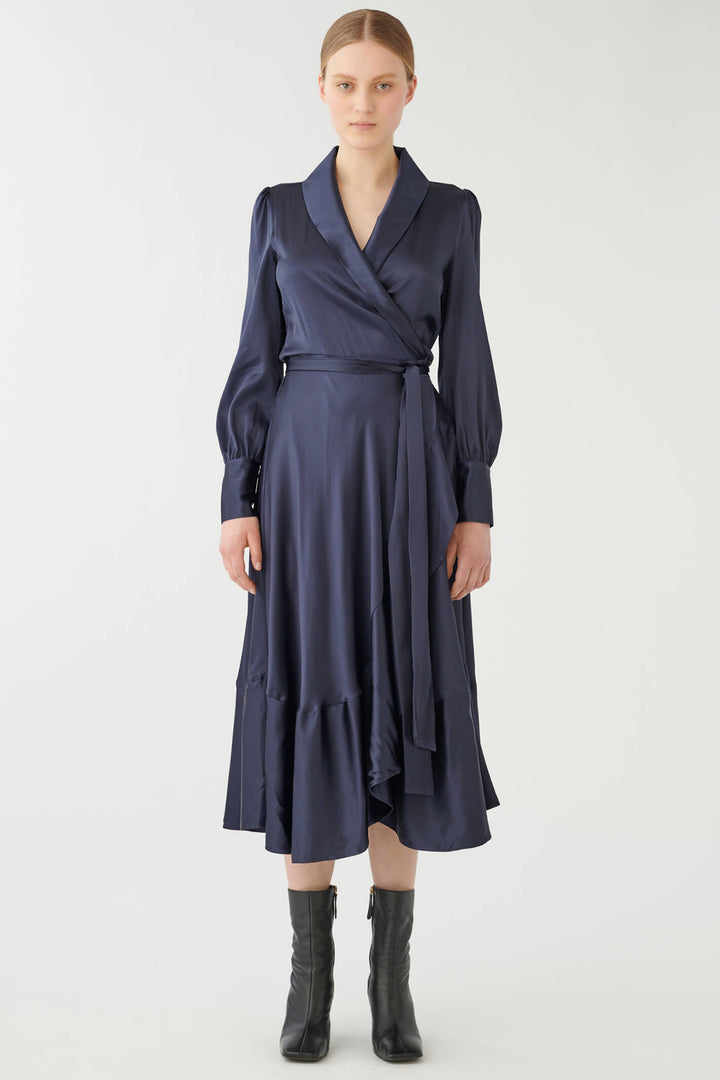 Dea Kudibal 0900723 Vitah Navy Optical Silk Wrap Dress - Olivia Grace Fashion