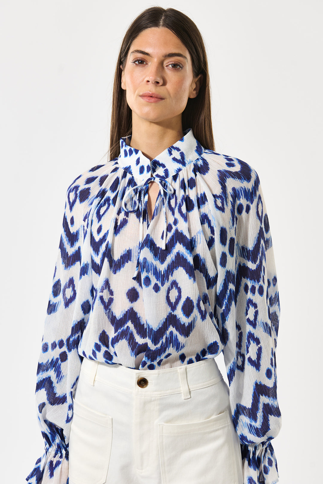 Dea Kudibal CassisaDEA EV Blouse Elastic Cuffs Blue Solar Print 0870425 5872 - Olivia Grace Fashion