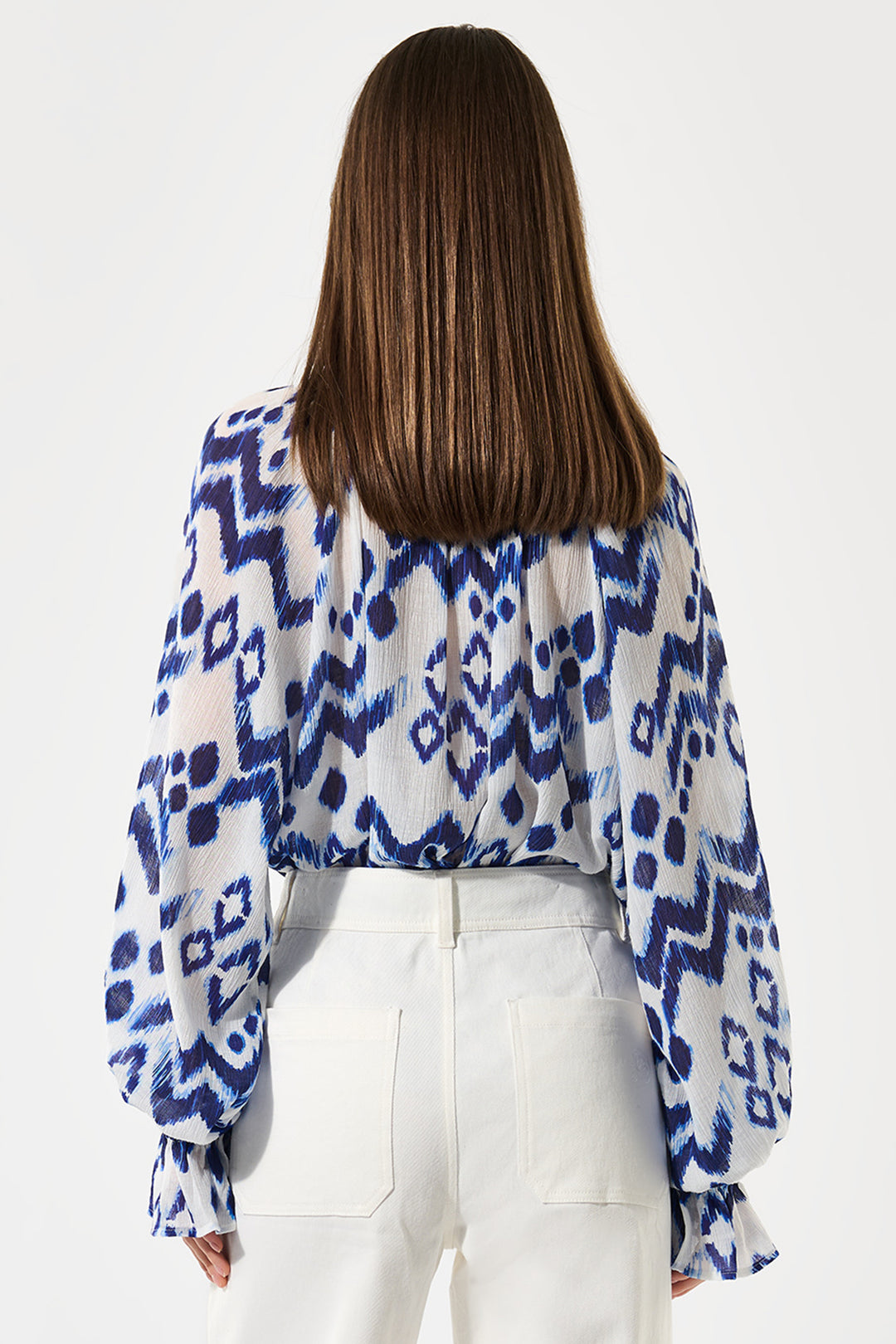 Dea Kudibal CassisaDEA EV Blouse Elastic Cuffs Blue Solar Print 0870425 5872 - Olivia Grace Fashion