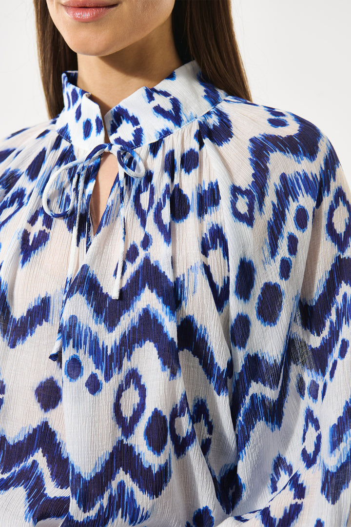 Dea Kudibal CassisaDEA EV Blouse Elastic Cuffs Blue Solar Print 0870425 5872 - Olivia Grace Fashion