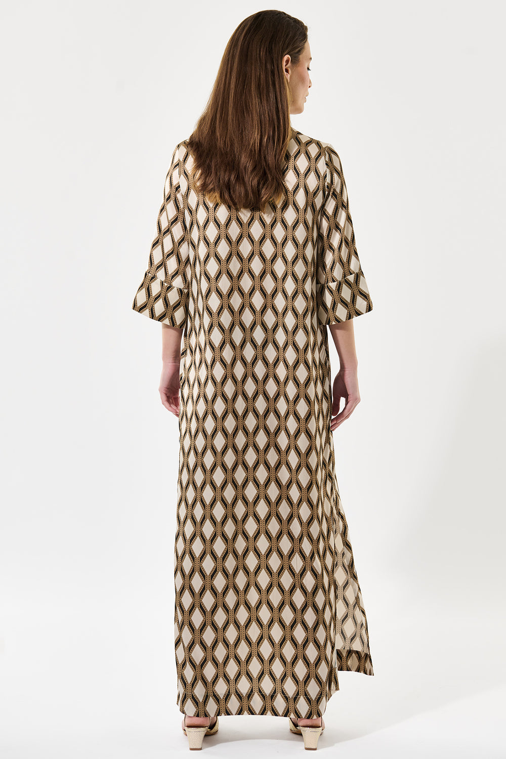 Dea Kudibal HelgaDEA Silk Kimono Dress Brillante Brown Print 0480425 5860 - Olivia Grace Fashion