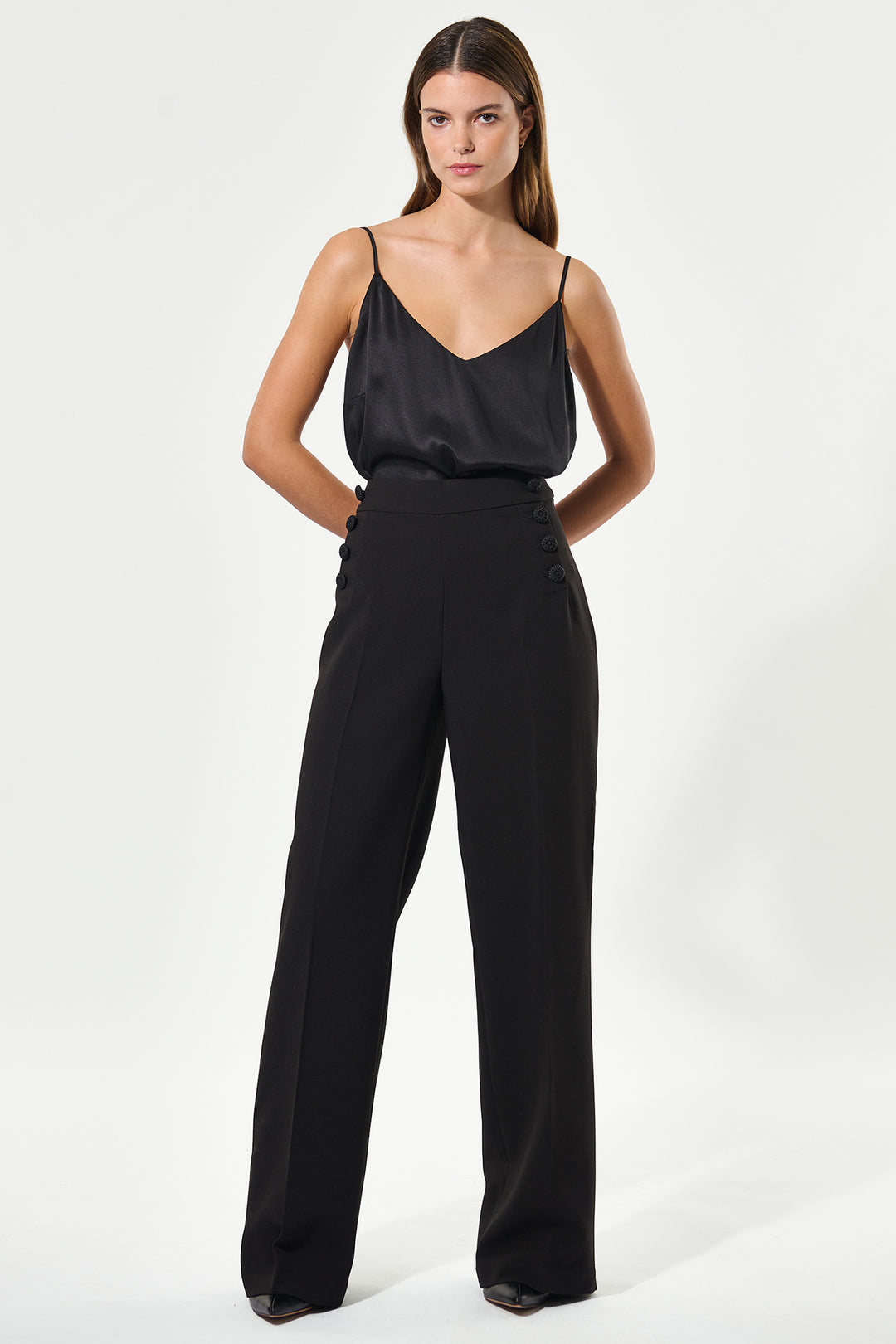 Dea Kudibal IsobelDEA Black Decorative Button Trousers 2250725 1000 - Olivia Grace Fashion