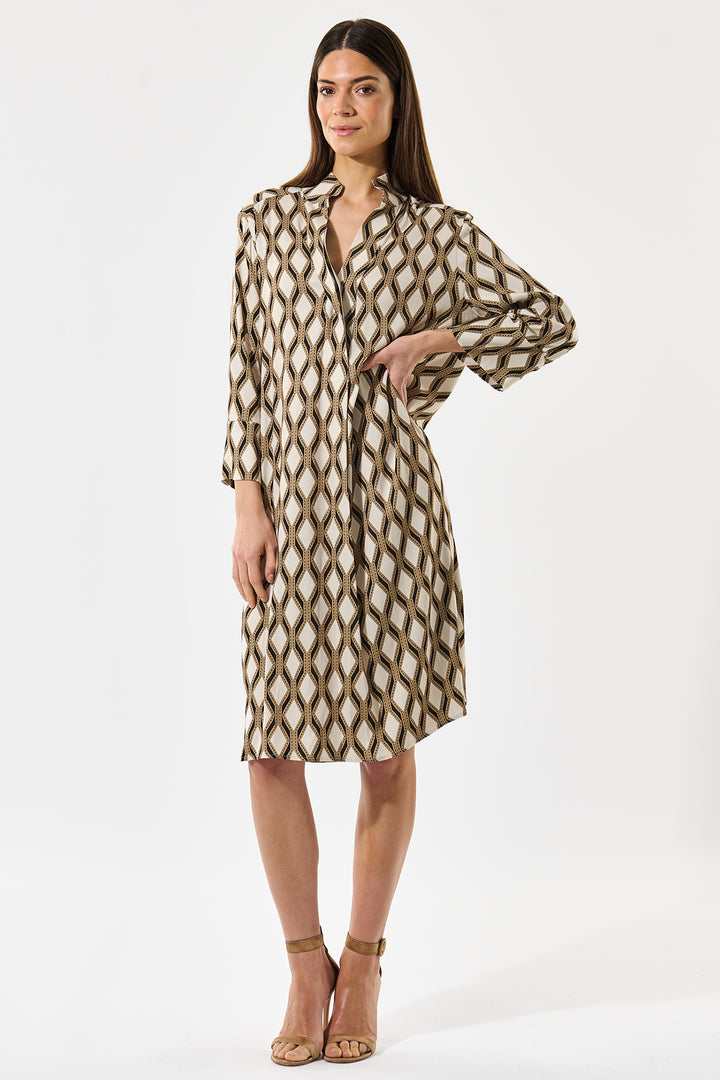 Dea Kudibal KamillesDEA EV Shirt Dress Brillante Brown Print 0500425 5860 - Olivia Grace Fashion