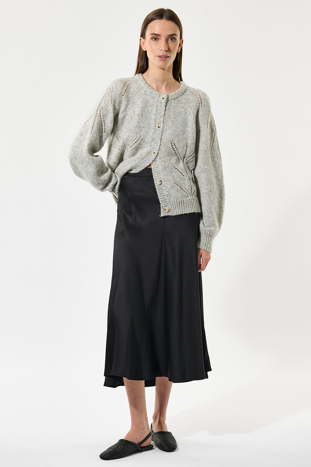 Dea Kudibal KelaDEA Black Stretch Satin Skirt 0111025