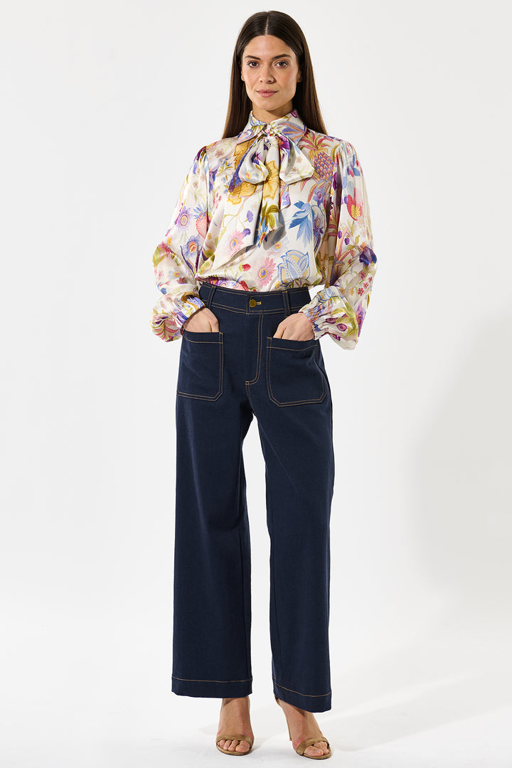 Dea Kudibal KikkiDEA Silk Blouse Bow Neck Flowertree Print 1690425 5865 - Olivia Grace Fashion