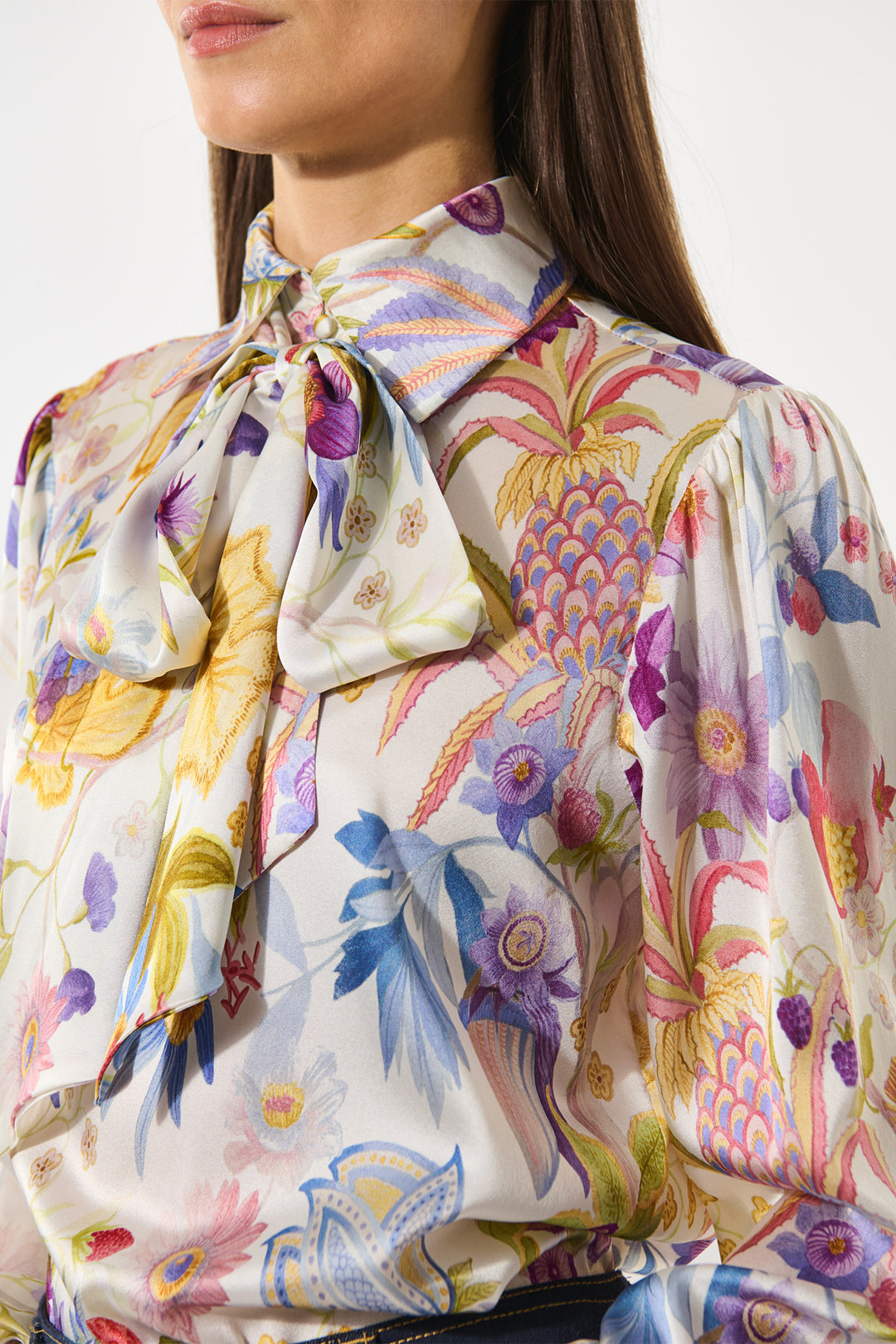 Dea Kudibal KikkiDEA Silk Blouse Bow Neck Flowertree Print 1690425 5865 - Olivia Grace Fashion