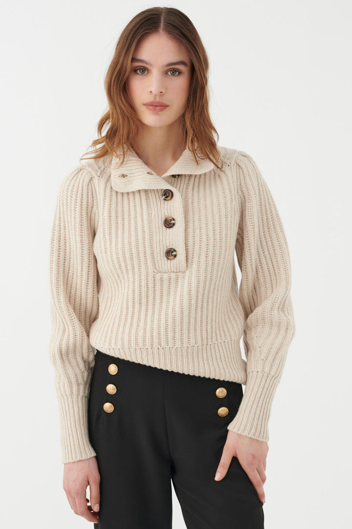 Dea Kudibal Mittadea Jumper Shearling Cream Button Neck 0490724 1552 - Olivia Grace Fashion