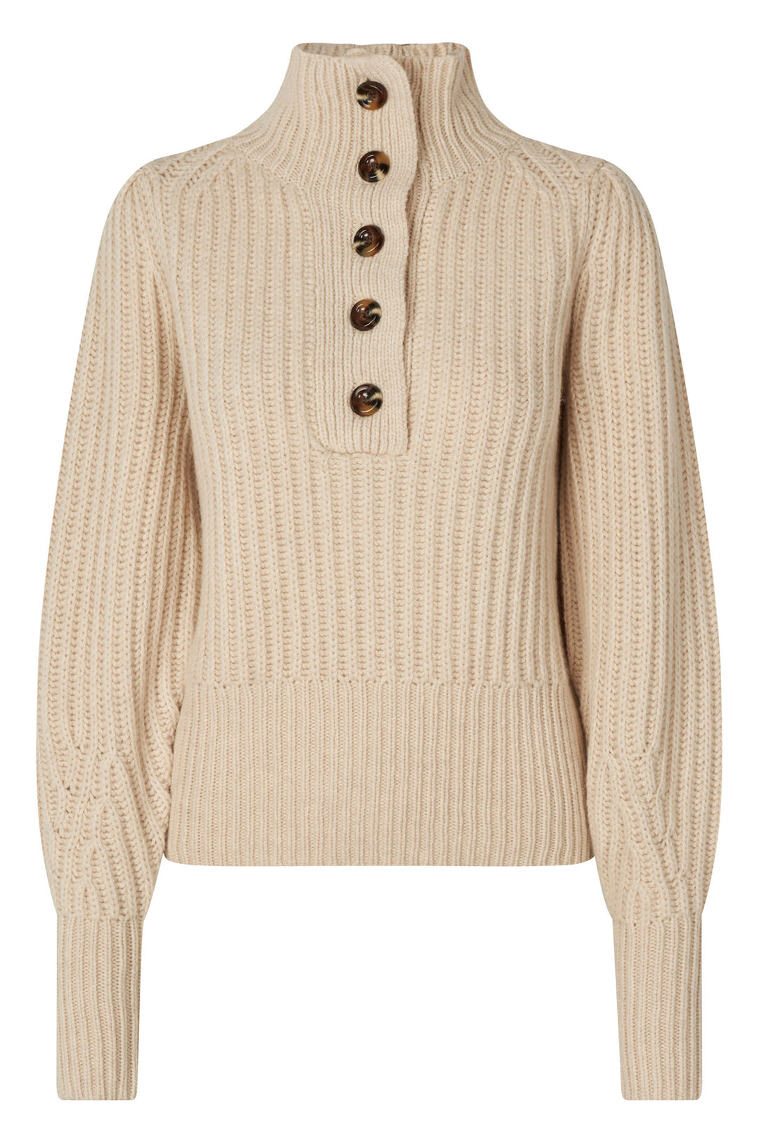 Dea Kudibal Mittadea Jumper Shearling Cream Button Neck 0490724 1552 - Olivia Grace Fashion