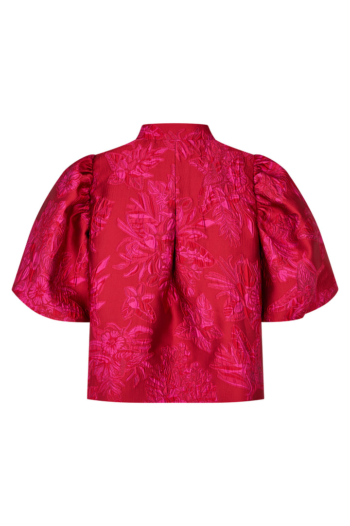 Dea Kudibal OliviaDEA Rosy Red Jacquard Volume Sleeved Jacket 2541025