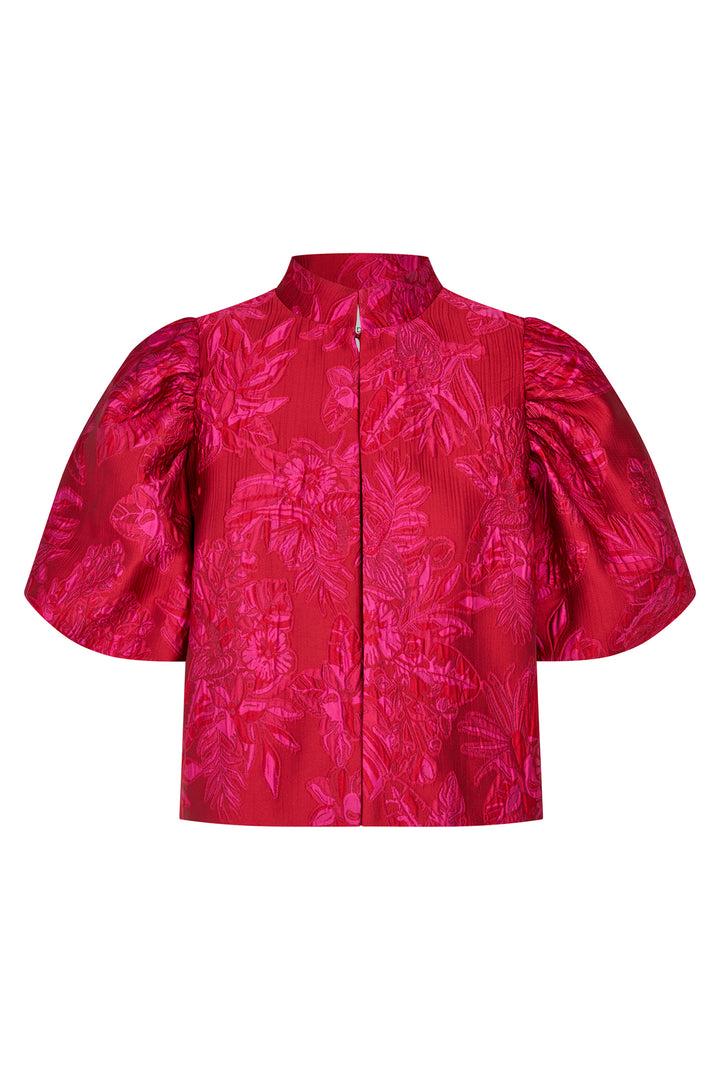 Dea Kudibal OliviaDEA Rosy Red Jacquard Volume Sleeved Jacket 2541025