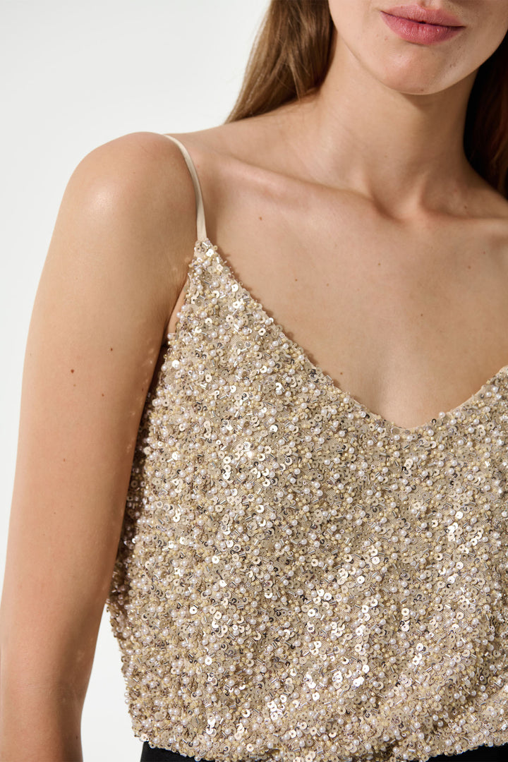 Dea Kudibal Penniedea Gold Sequin Strap Top 0101024 3001 - Olivia Grace