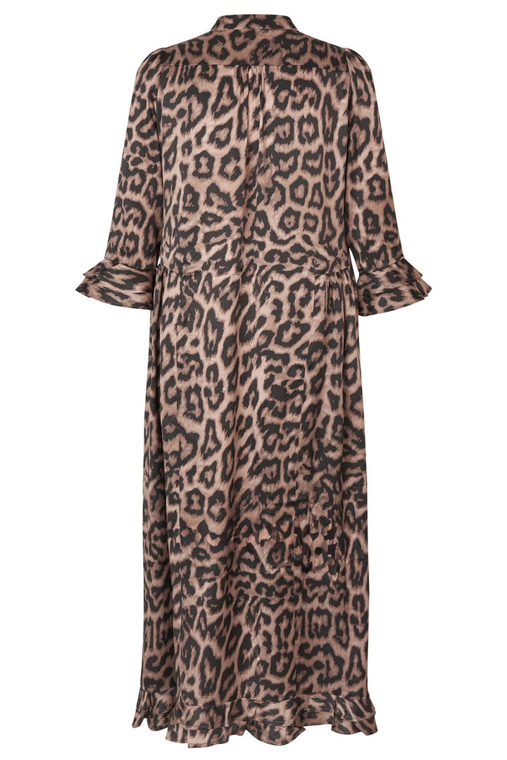 Dea Kudibal RosannaDEA Brown Animal Print Ruffle Sleeve Silk Dress 2280725 5888 - Olivia Grace Fashion