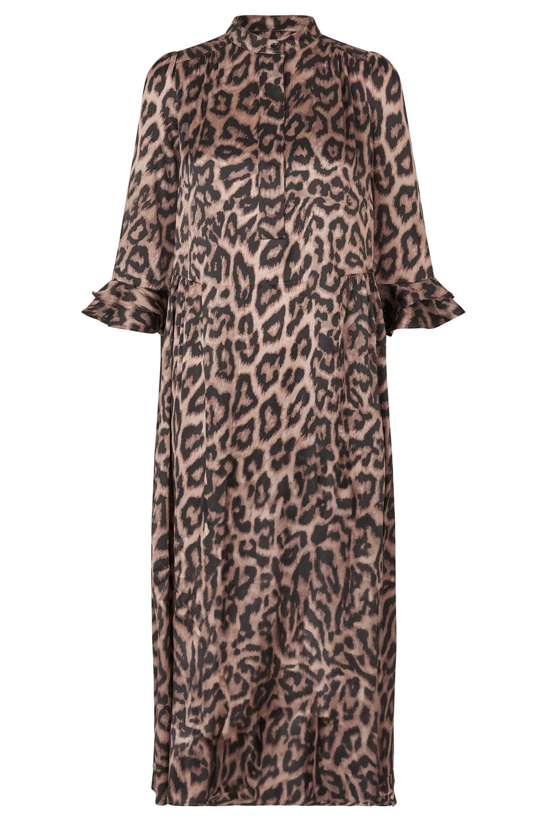 Dea Kudibal RosannaDEA Brown Animal Print Ruffle Sleeve Silk Dress 2280725 5888 - Olivia Grace Fashion