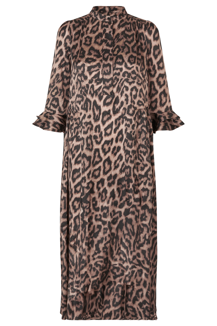 Dea Kudibal RosannaDEA Brown Animal Print Ruffle Sleeve Silk Dress 2280725 5888 - Olivia Grace Fashion