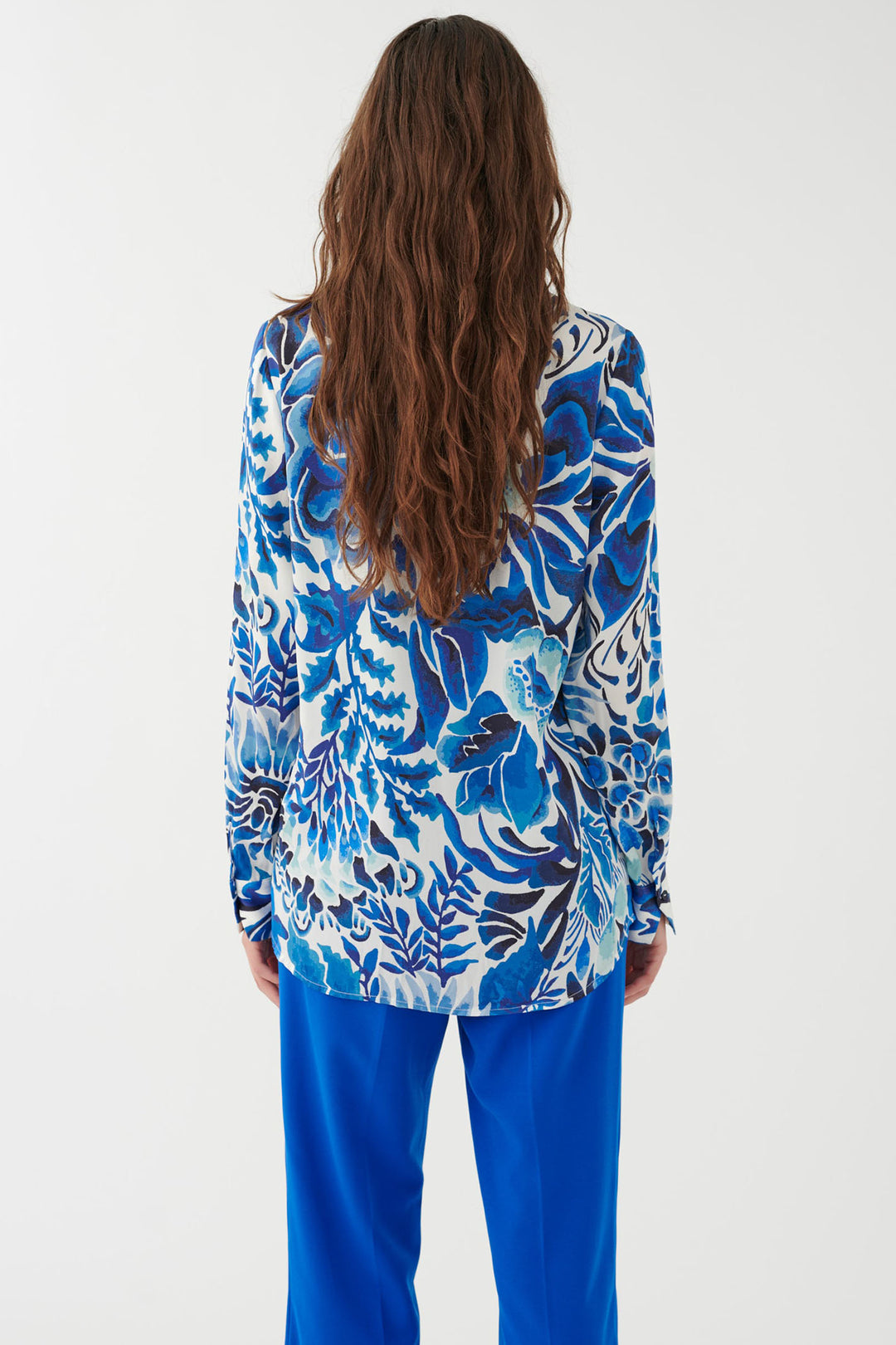 Dea Kudibal Santena 1790124 5761 Magana Optical Blue Print Silk Blouse - Olivia Grace Fashion
