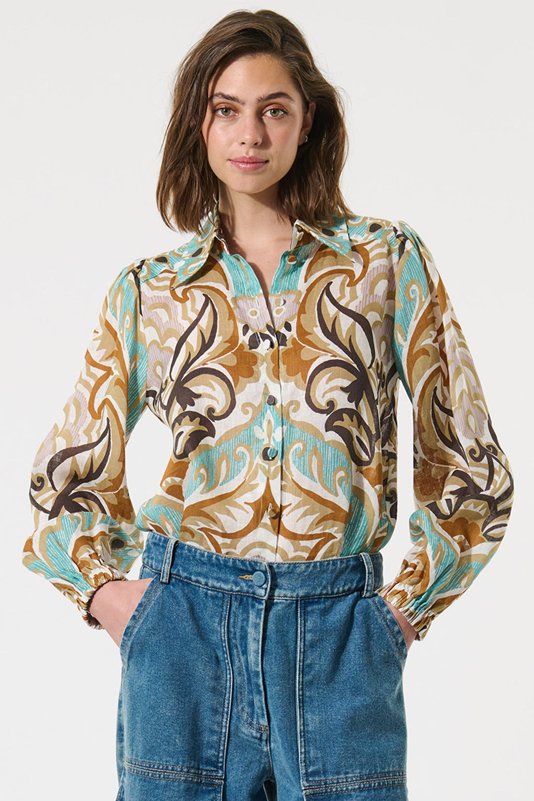 Dea Kudibal SiomaDEA Duncan Spice Linen Shirt Balloon sleeves 0770125