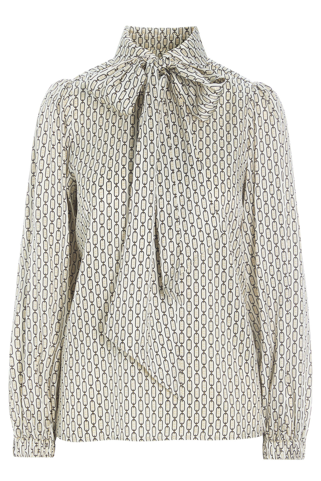 Dea Kuibal Kikki 0810124 5743 Colonia Buckwheat Beige Print Stretch Silk Twill Blouse - Olivia Grace Fashion