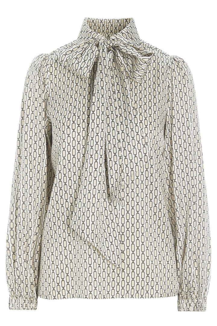 Dea Kuibal Kikki 0810124 5743 Colonia Buckwheat Beige Print Stretch Silk Twill Blouse - Olivia Grace Fashion