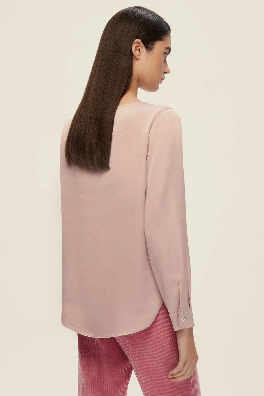 Emme Albero Pink Long Sleeve Satin Blouse 2525116022200