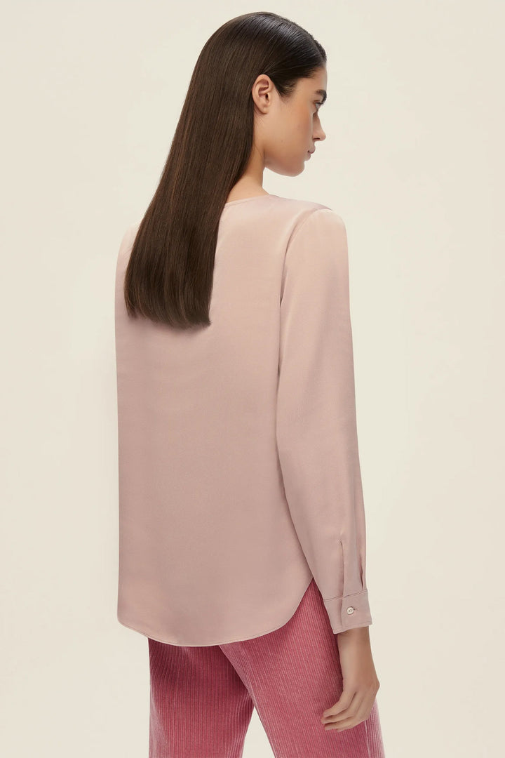 Emme Albero Pink Long Sleeve Satin Blouse 2525116022200