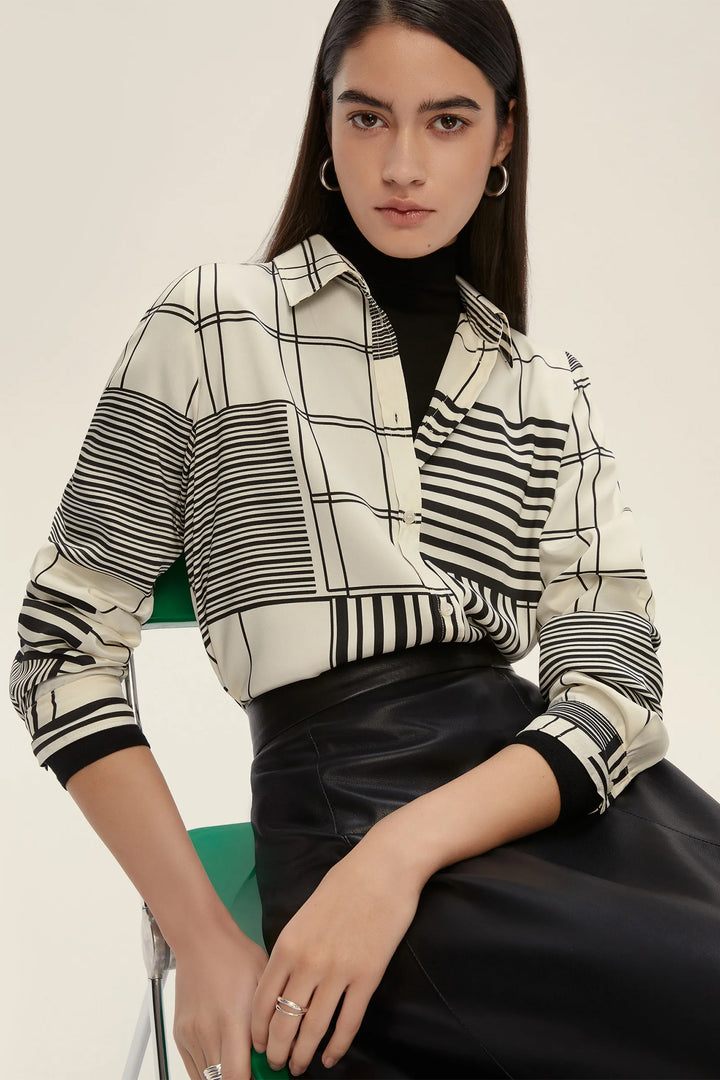 Emme Biagio Black Cream Stripe Shirt 2525116112200