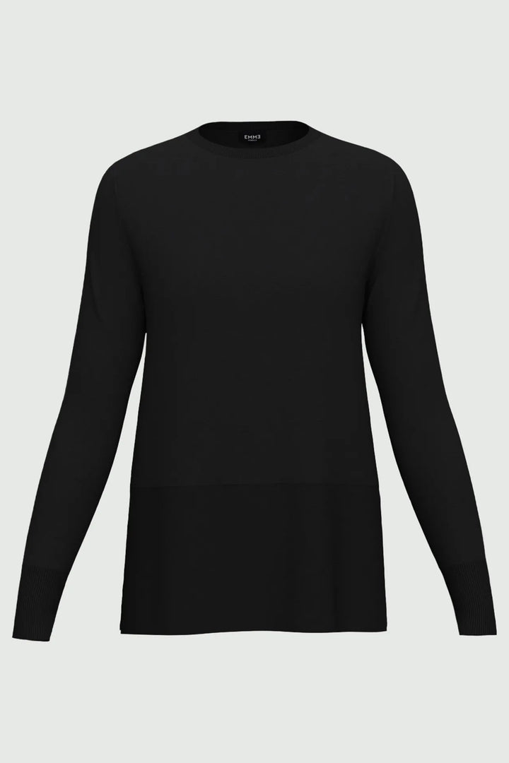 Black sweater on a light gray background
