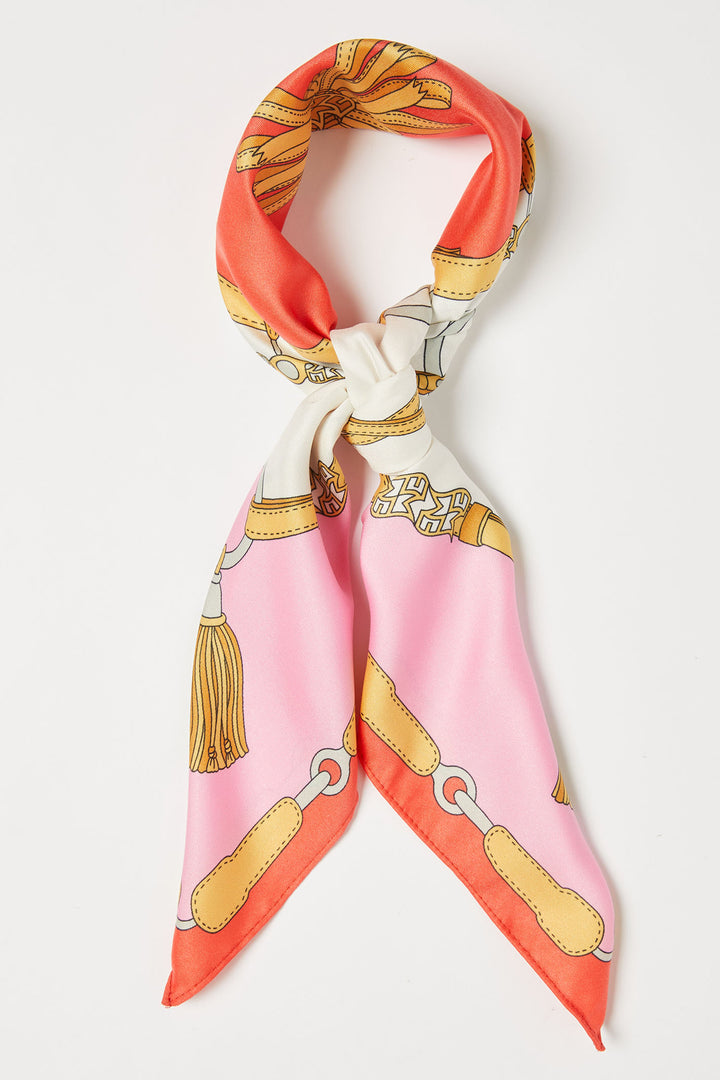 Emme Faraone 2415541031200 Coral Foulard Print Square Scarf - Olivia Grace Fashion