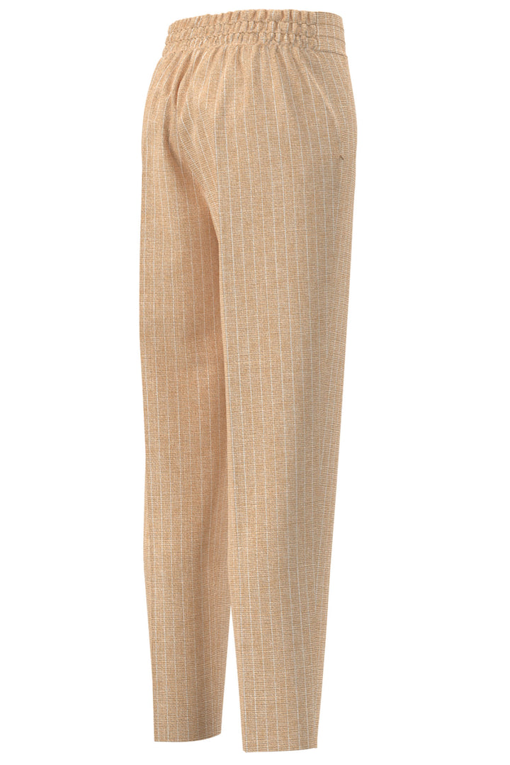 Emme Jerry 2415131111200 Beige Pinstripe Trousers - Olivia Grace Fashion