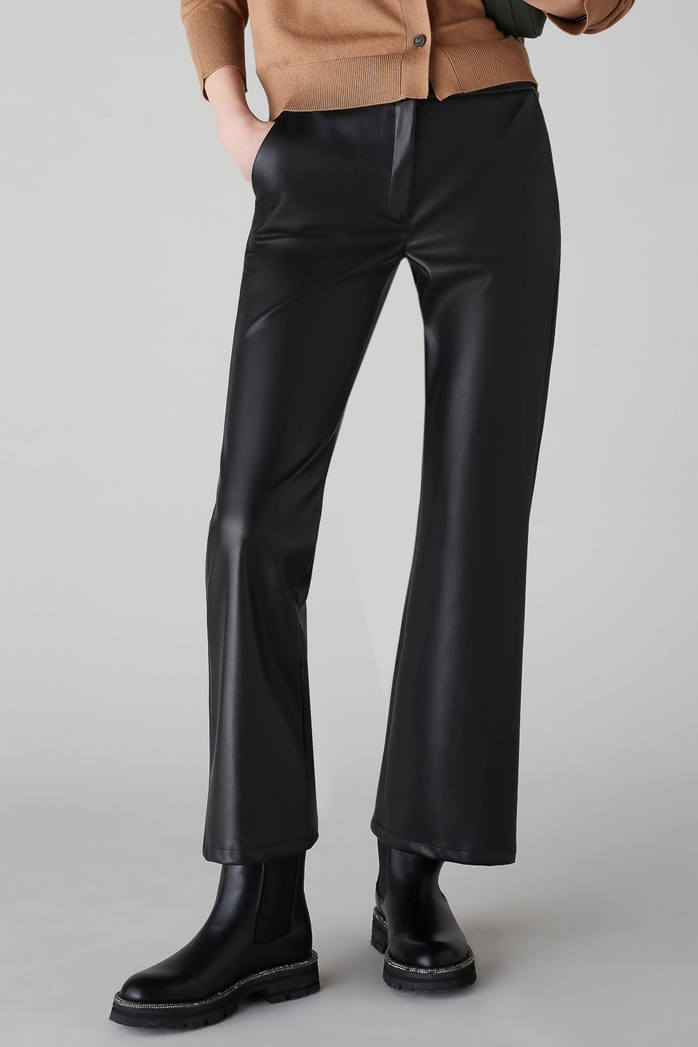Zara Clothes Faux Leather Straight Fit Trousers Zara Zara Black