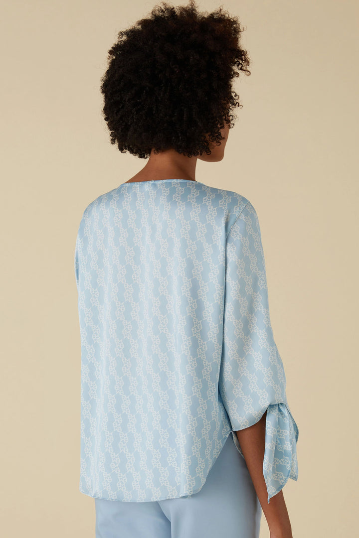 Emme Nabarro 2415111311200 Blue Print Blouse - Olivia Grace Fashion
