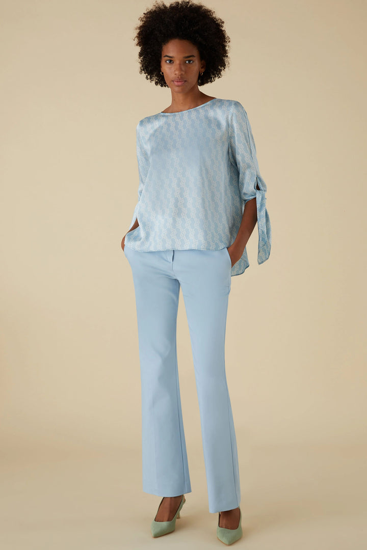 Emme Nabarro 2415111311200 Blue Print Blouse - Olivia Grace Fashion