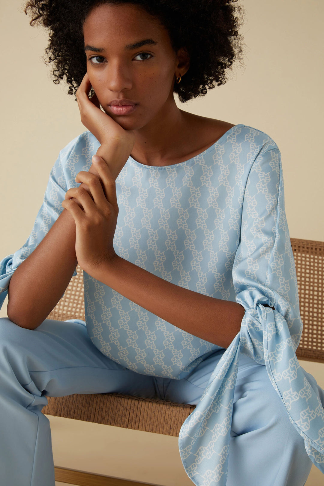 Emme Nabarro 2415111311200 Blue Print Blouse - Olivia Grace Fashion