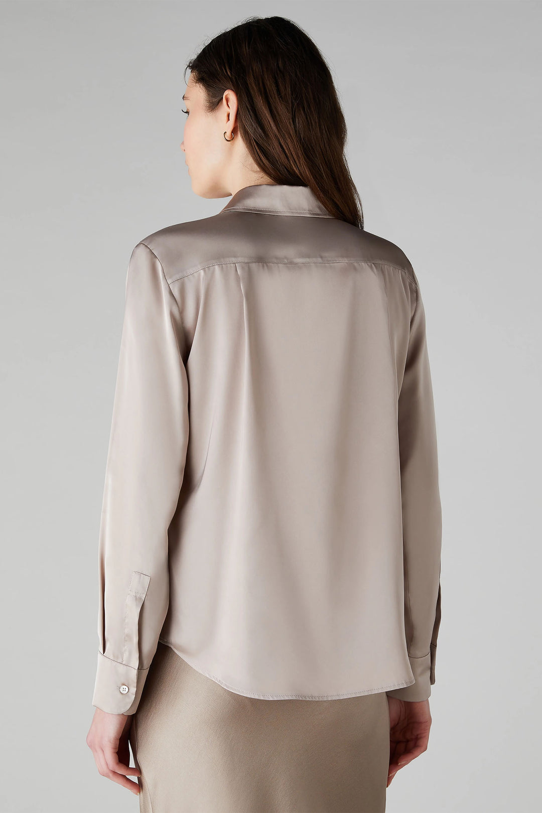 Emme Naples 2425116131200 Beige Stretch Satin Shirt - Olivia Grace Fashion