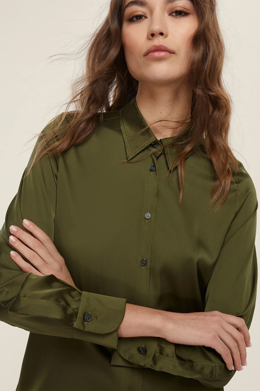 Emme Naples Green Lightweight Satin Blouse 2525116051200
