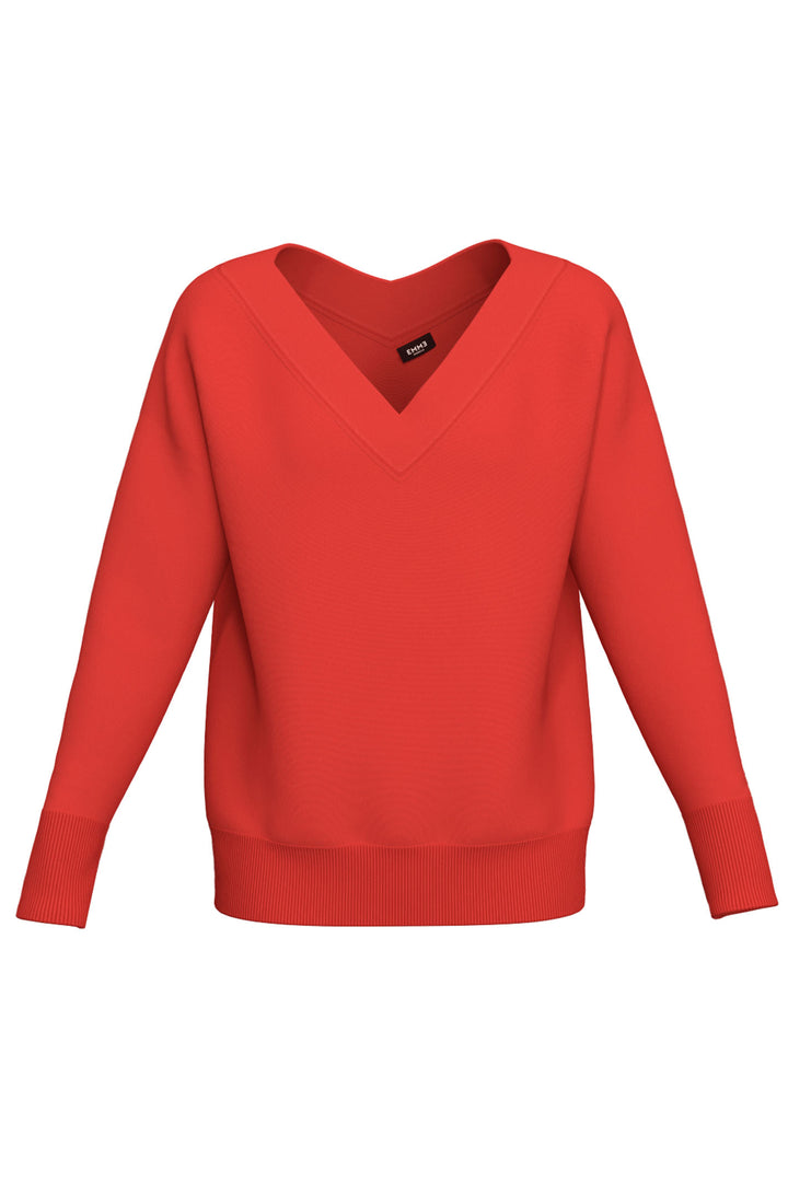 Emme Orchis 2415361181200 Coral V-Neck Jumper - Olivia Grace Fashion