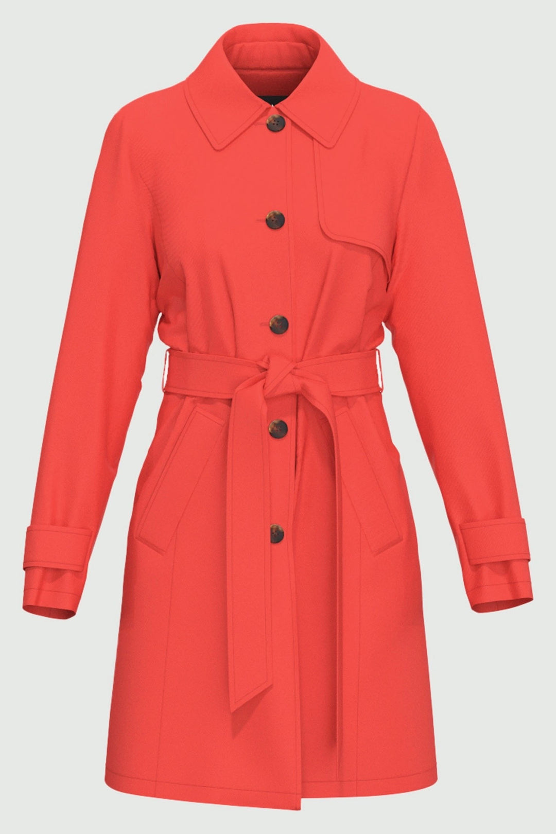 Emme Regular 2415021041200 Coral Raincoat With Matching Belt - Olivia Grace Fashion