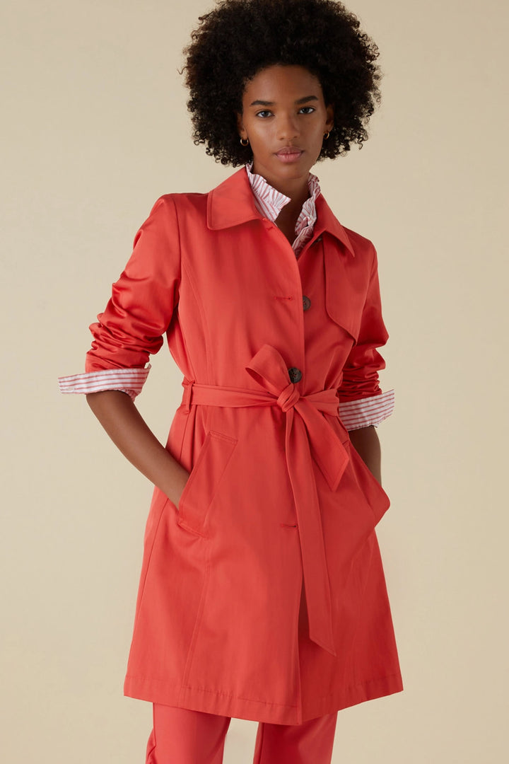 Emme Regular 2415021041200 Coral Raincoat With Matching Belt - Olivia Grace Fashion