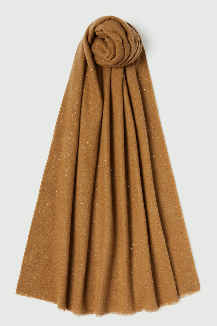 Emme Rinvio Camel Brown Lurex Yarn Scarf 2525546021200