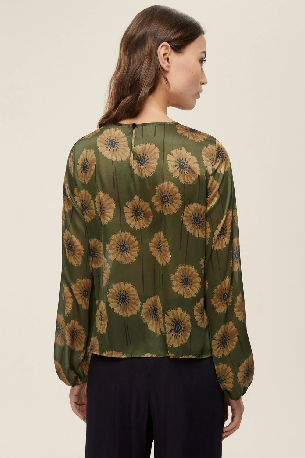 Emme Salute Green Print Ruched Blouse 2525116211200 - Olivia Grace Fashion
